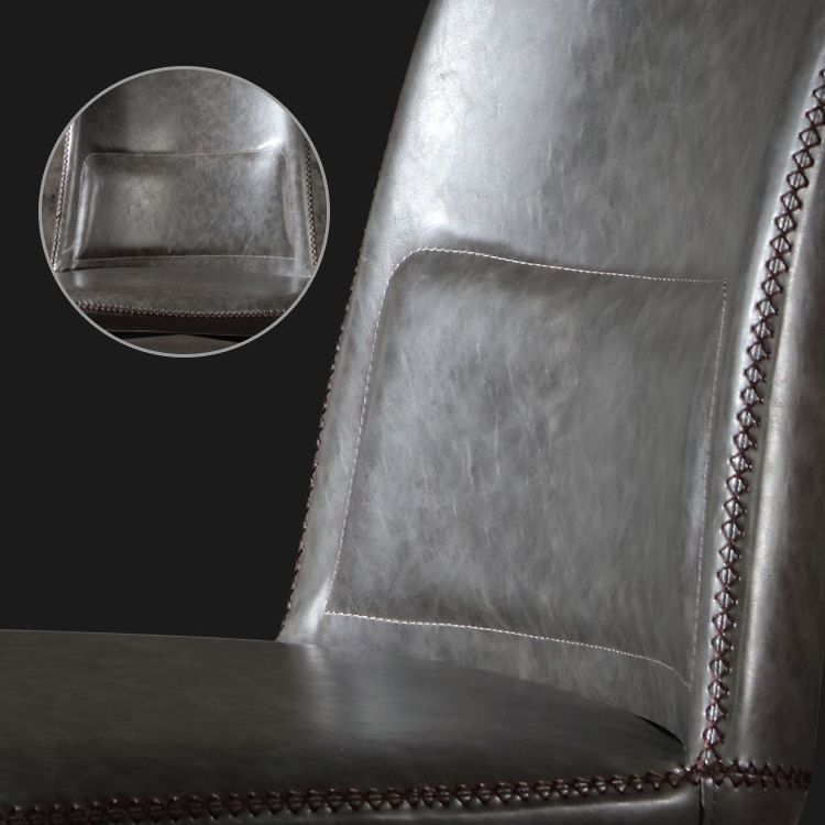 Scandinavian Style Leather Dining Chairs Solid Back Chair and 4 Black Finish Legs for Home