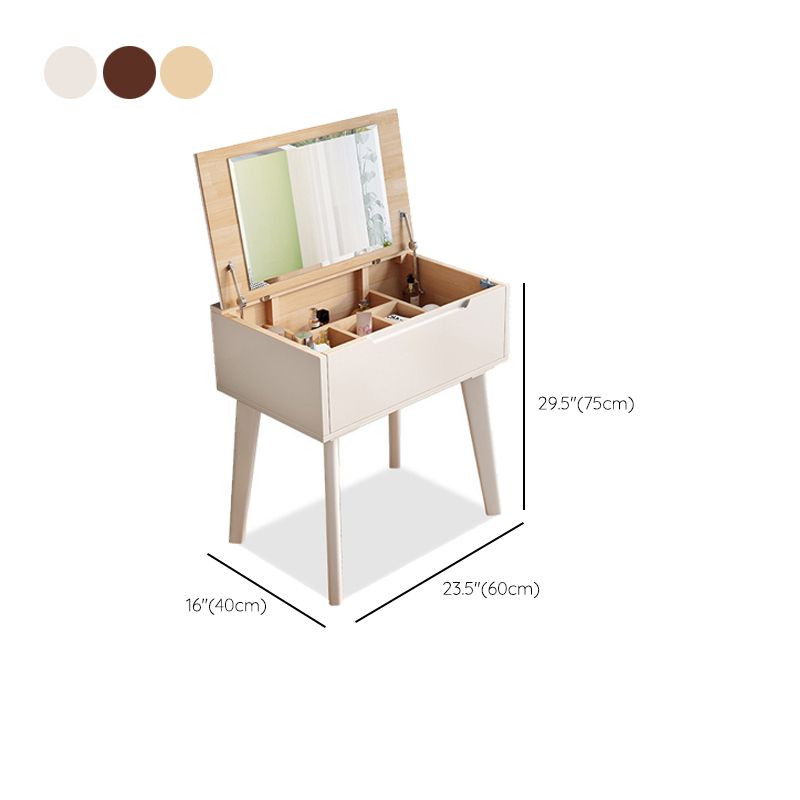 Solid Wood Make-up Vanity Bedroom Flip-Top Dressing Table with Mirror