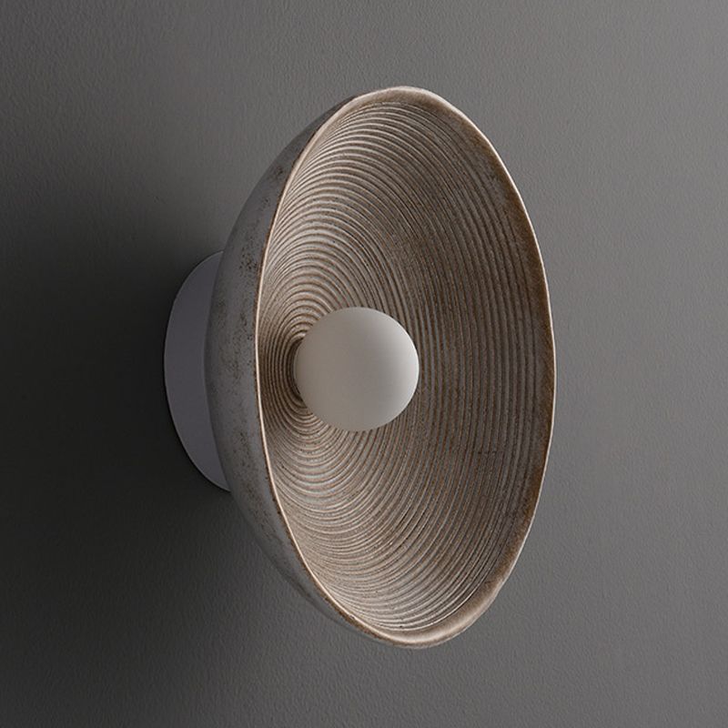 Single Contemporary Brown/White Round Shape LED Bathroom Vanity Light