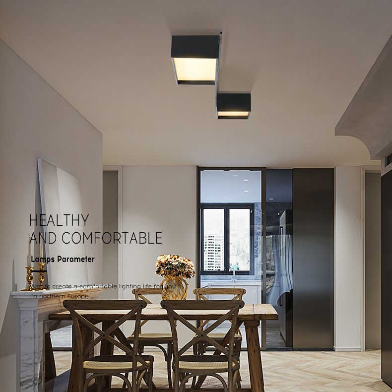 Moderno LED minimalista LED de techo de hierro forjado de hierro forjado con sombra acrílica