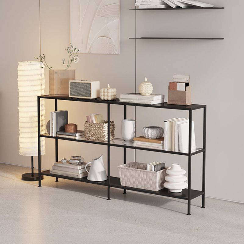 Modern Open Back Bookshelf Horizontal Metal Bookcase with Shelves