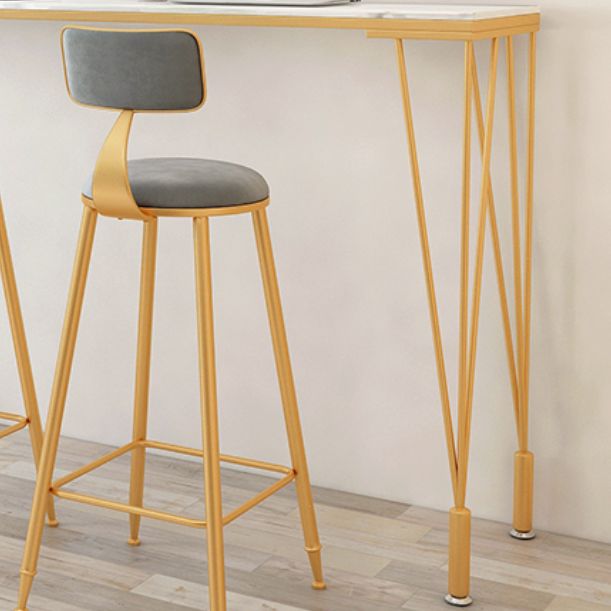 Indoor Rectangle Cocktail Bar Table White Marble and Metal Bistro Bar Table