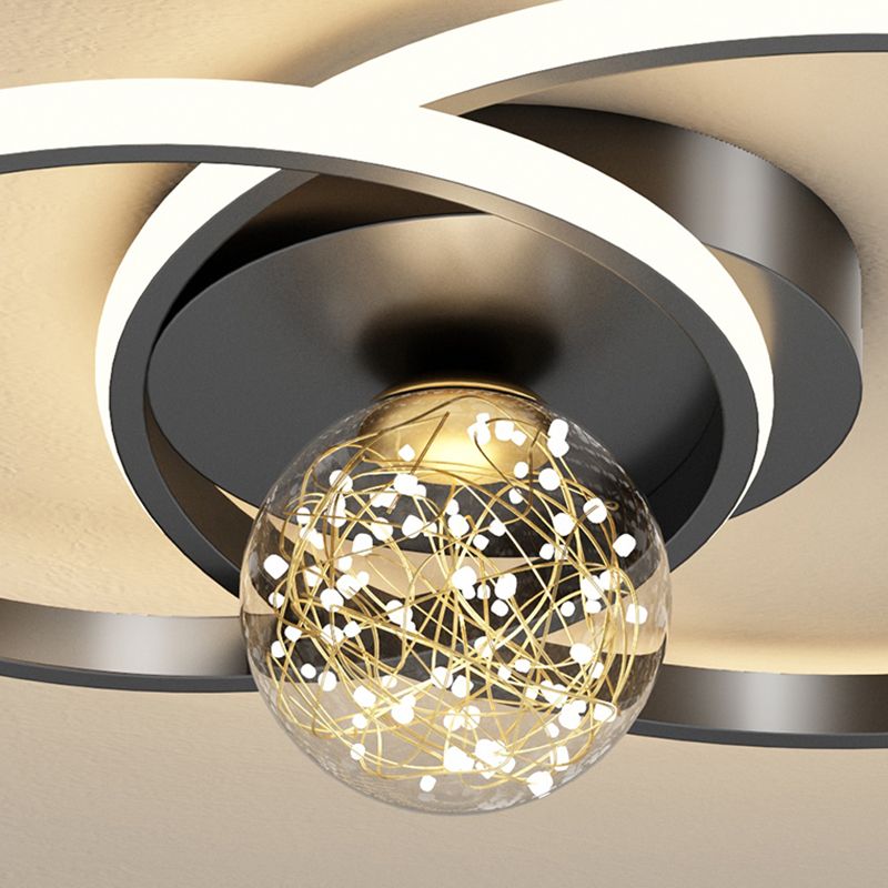 Modern Minimalist Style Rounded Flush Mount Ceiling Chandelier Metal Flush Mount Light Fixtures