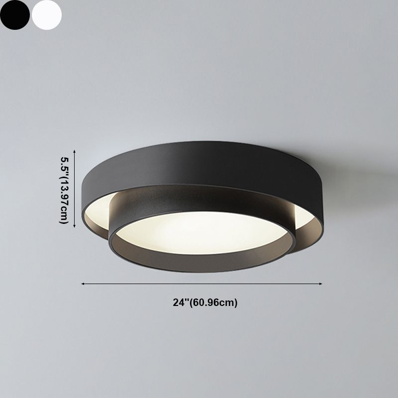 Modern Minimalist LED Ceiling Fixture Lacquered Iron Circular Flush Mount with Acrylic Shade