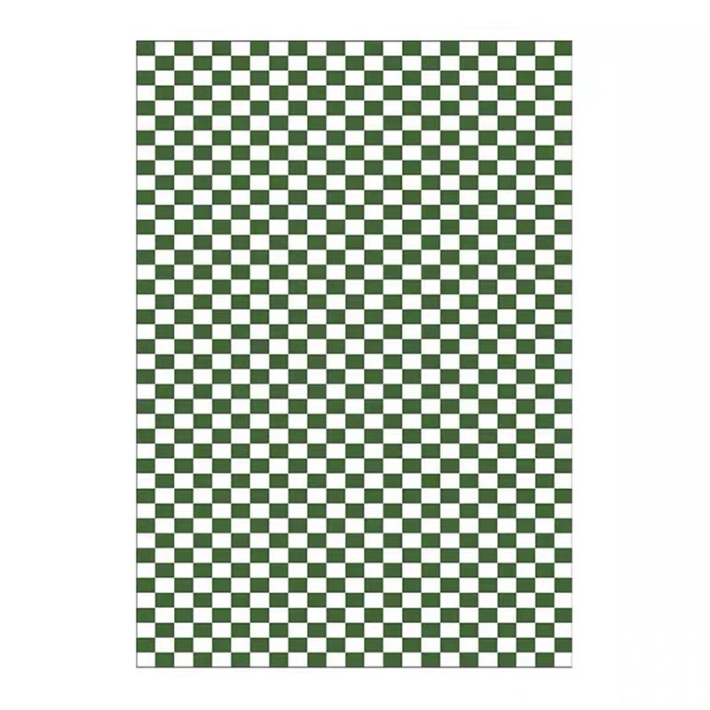 Green Modern Rug Polyester Grid Rug Stain Resistant Rug for Living Room