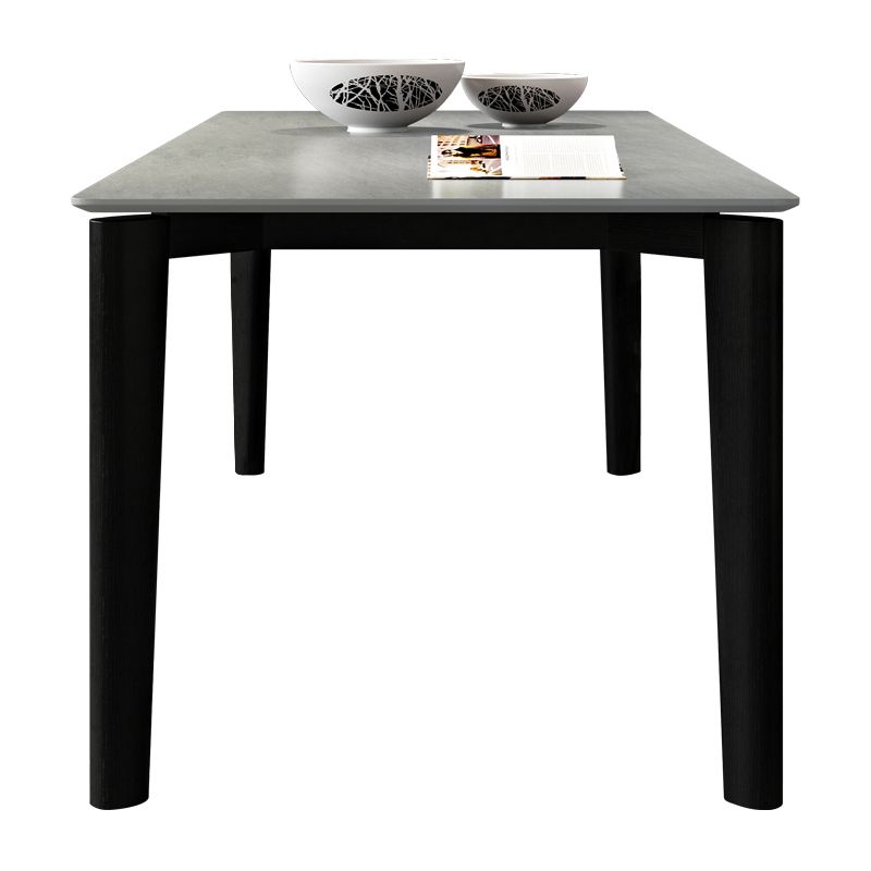 Mid-Century Modern Dining Table Rectangle Stone Dining Table with 4 Legs