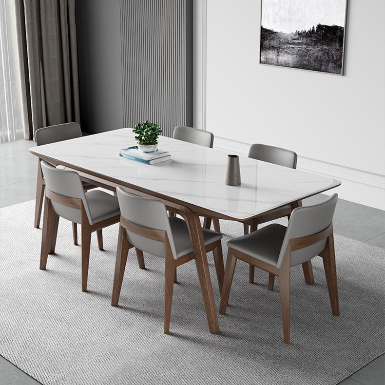 Modern Style Rectangle Table Set 1/2/3/4/5/7 Pieces Dining Set with Wood Legs