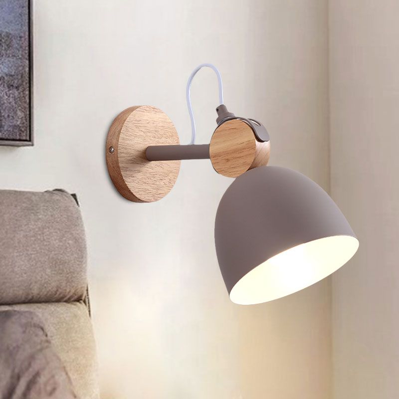 Angle Adjustable Dome Bedroom Wall Lighting Domed Shade One Light Nordic Wall Lamp