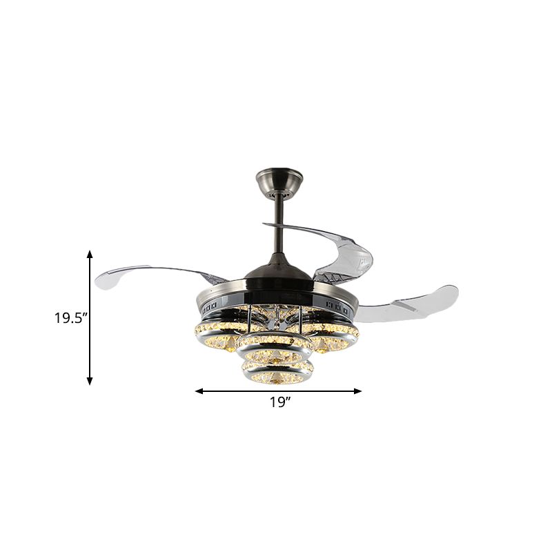 19 "W Minimalismus führte Hanging Fan Light Nickel Donut 4 Blades Semi Flush mit metallischem Schatten