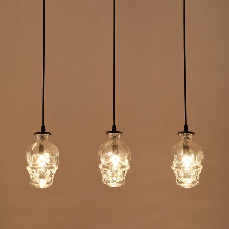 Lampada sospesa nera in vetro in stile creativo industriale Luce a sospensione geometrica per sala da pranzo