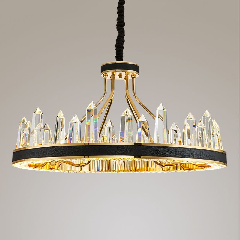 Contemporary Chandelier Light Fixture K9 Crystal Pendant Chandelier in Black