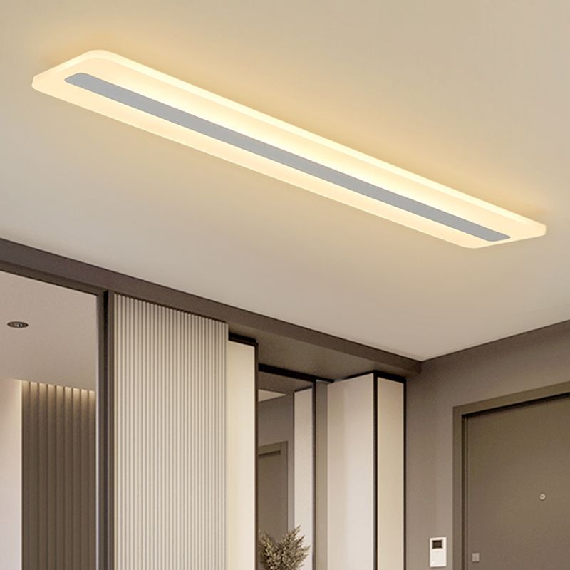 Plafonnier encastré linéaire en métal, plafonnier moderne à 1 lumière, blanc