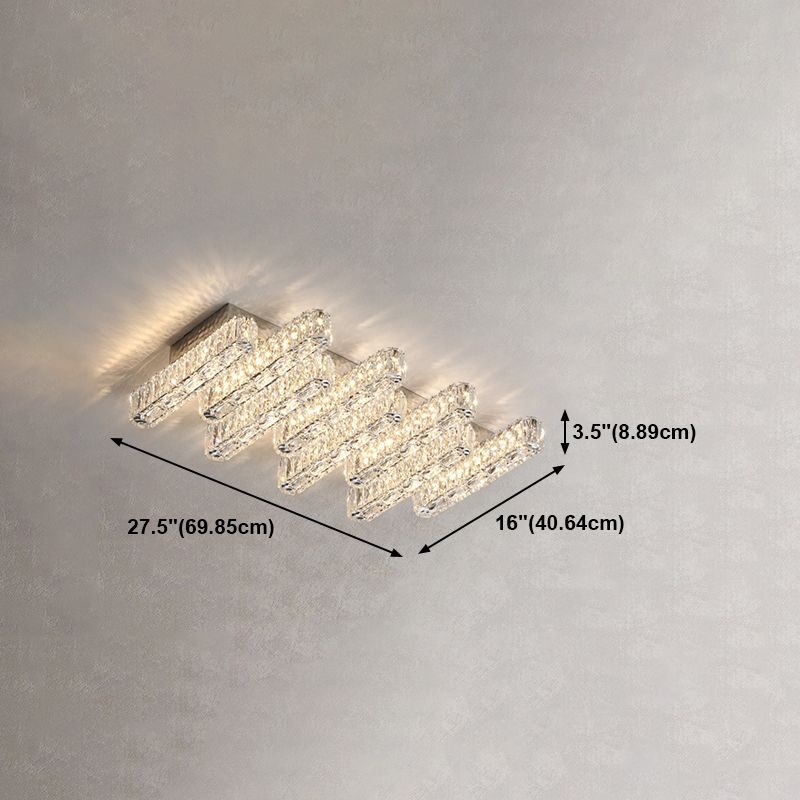 Luminaire encastré géométrique contemporain Plafonniers en cristal en argent
