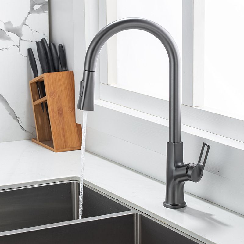 Modern Kitchen Faucet Brass Pulldown Sprayer Swivel Spout Kitchen Sink Faucet