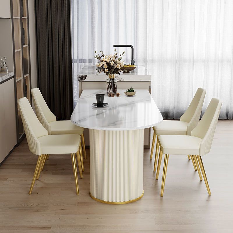 Glam Style Rectangle Table Set 1/2/3/5 Pieces Dining Set with Metal Legs