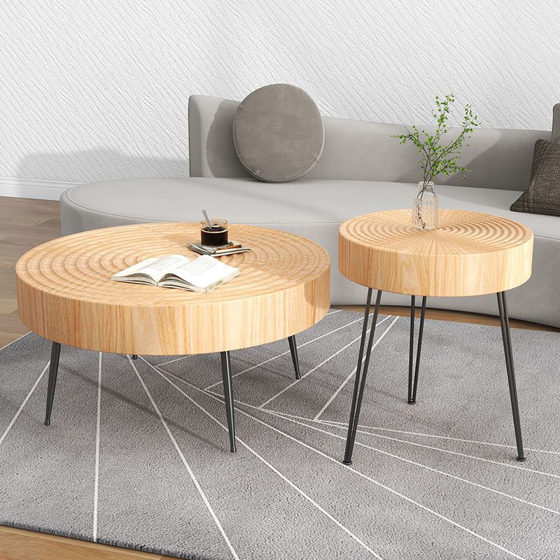 Contemporary Cocktail Table Round Solid Wood Coffee Cocktail Table