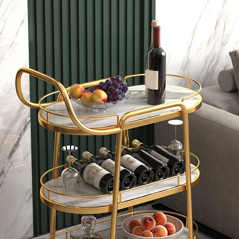 32.28" High Rolling Modern Style Prep Table Stone Prep Table for Dining Room