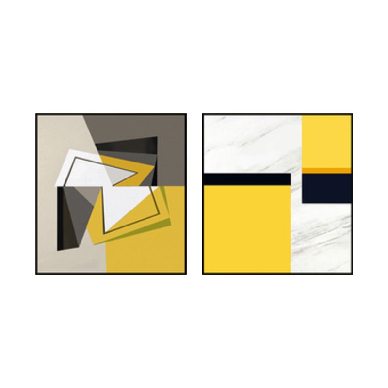 Textured Illustrated Geometry Canvas Art Contemporary Wall Decor for Sitting Room