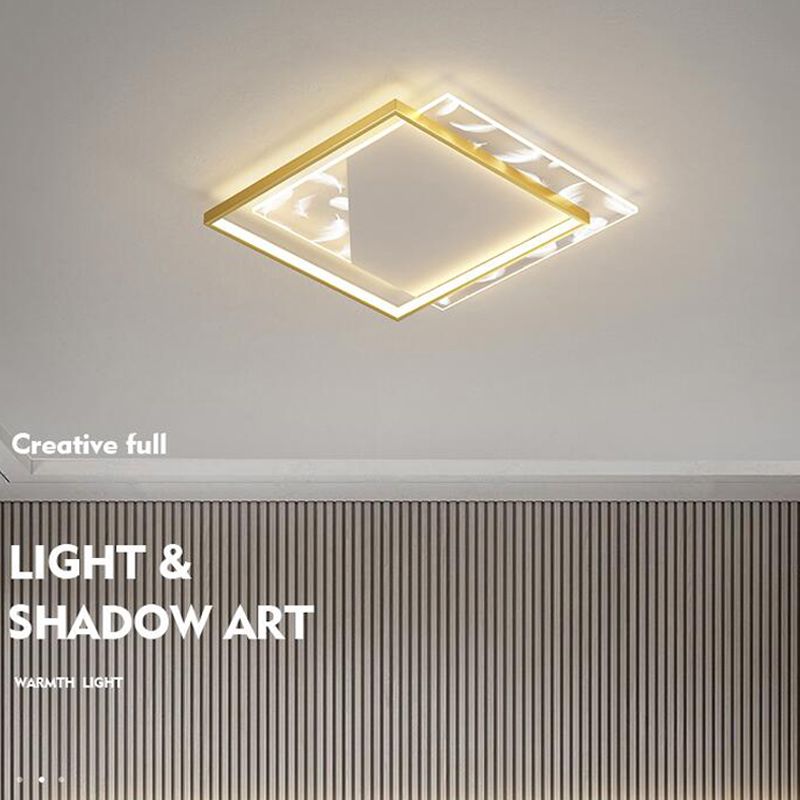 Stagger Square Acrylic LED Semi Flush Ceiling Light in Modern Concise Style Feather Ceiling Fixture for Bedroom