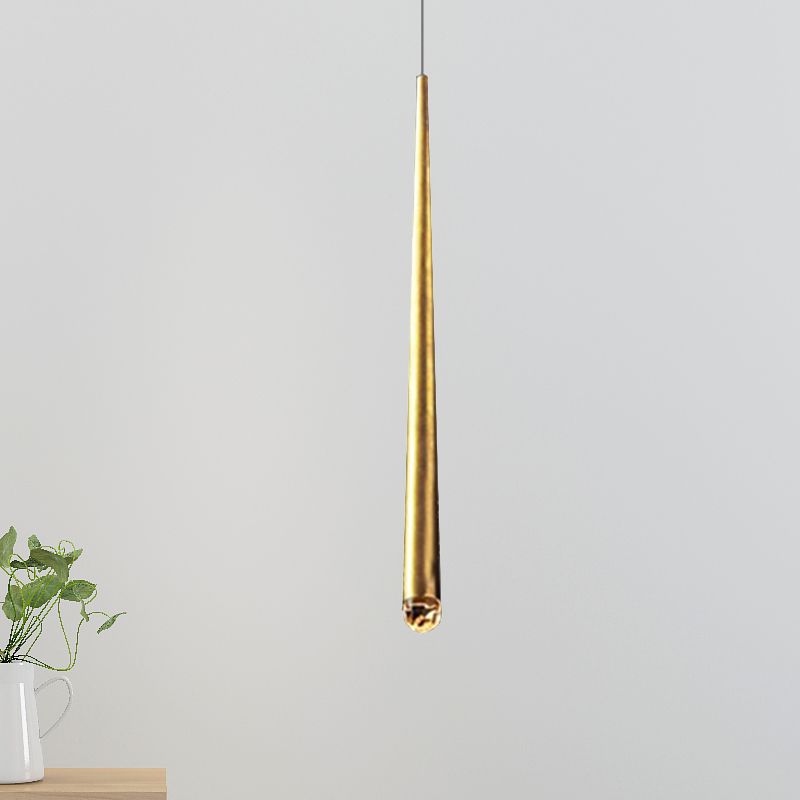 Tapered Ceiling Light Metal Minimalist LED Black/Brass Living Room Pendant Light Fixture with Adjustable Cord
