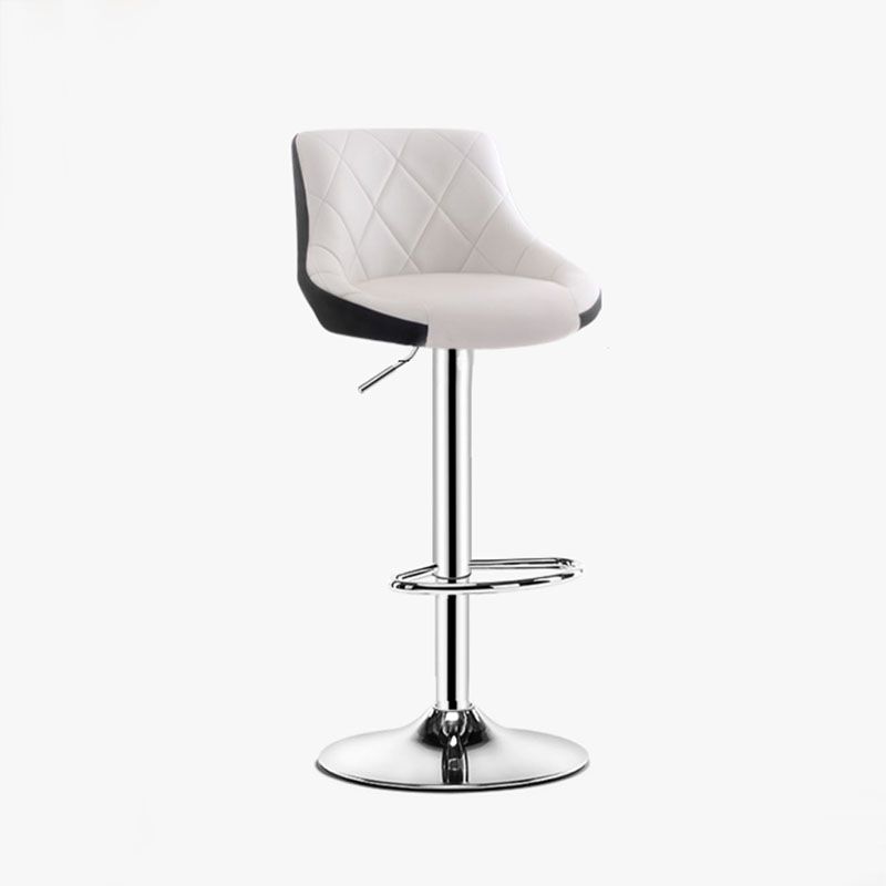 Contemporary Metal Barstool Low Back Faux Leather Footrest Furniture for Bar