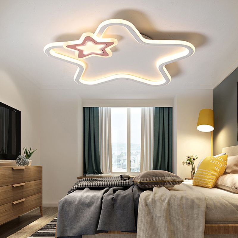 Apparecchio da incasso per bambini a forma di stella in alluminio e acrilico LED per cameretta dei bambini Illuminazione da soffitto nera/bianca, luce calda/bianca