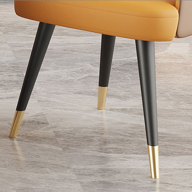 Glam Metal Dining Room Chairs Faux Leather Dining Arm Chair for Home Use