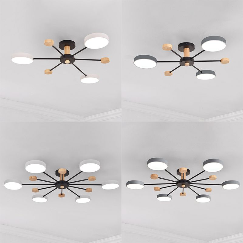 Multi Lights Metal Hanging Ceiling Light Cylindrical Modern Style Chandelier Lamp