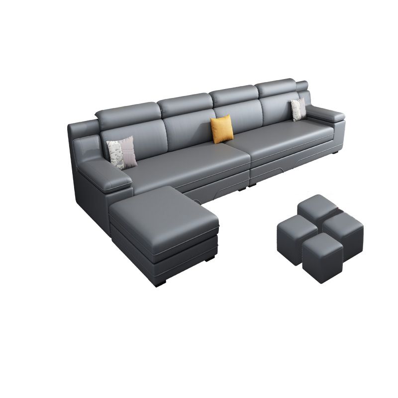 Contemporary Faux Leather and Cotton Blend Furniture Sectionals