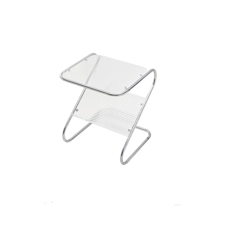 End Table with Storage Glass Abstract Rectangular Modernistic Side Table