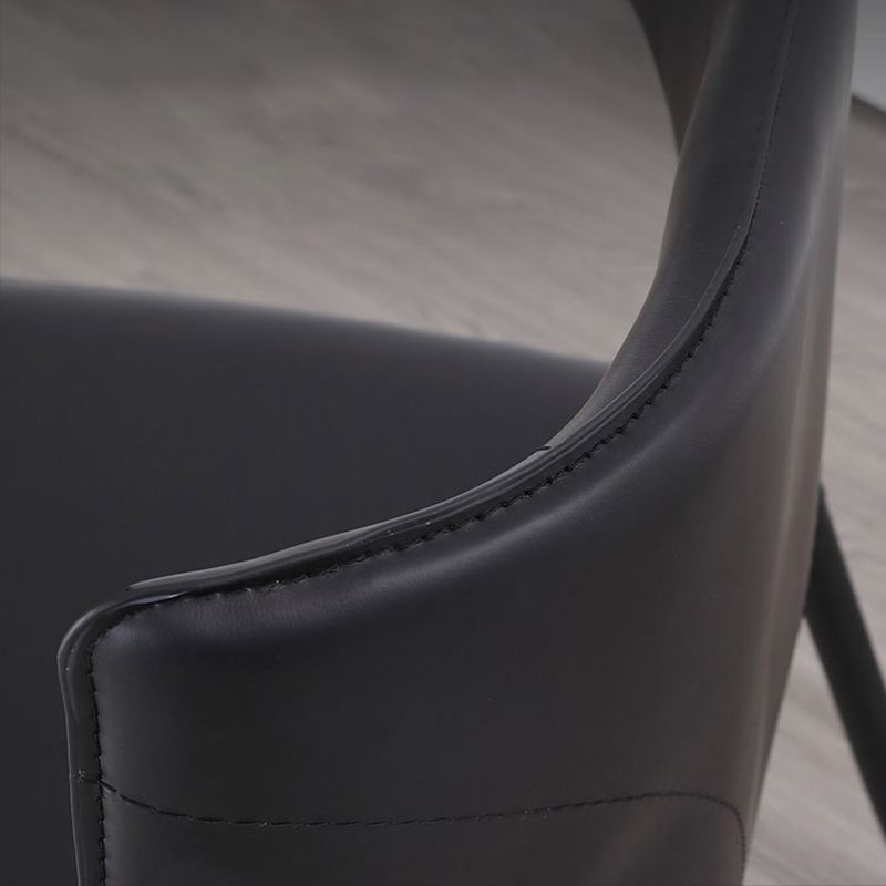 Faux Leather Armless Dining Chairs Modern Wingback Side Chair