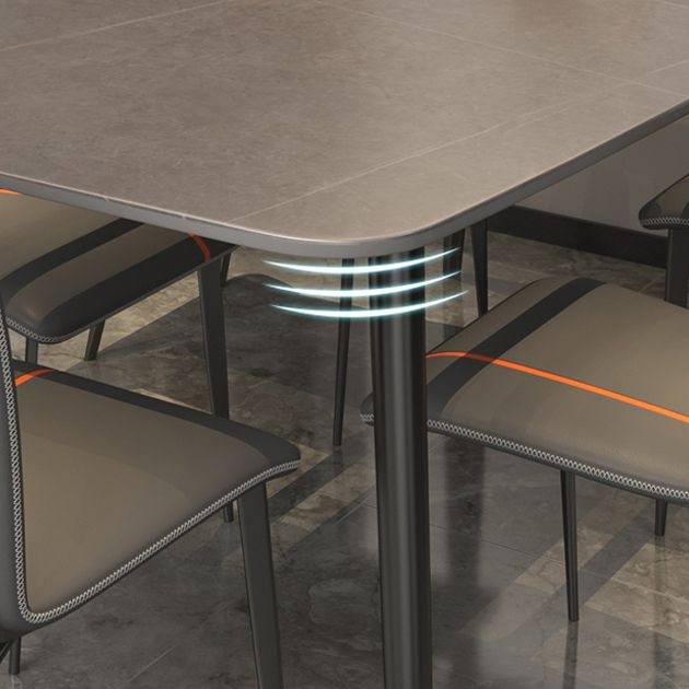 Sintered Stone Indoor Table in Grey Industrial Kitchen Table with 4 Legs