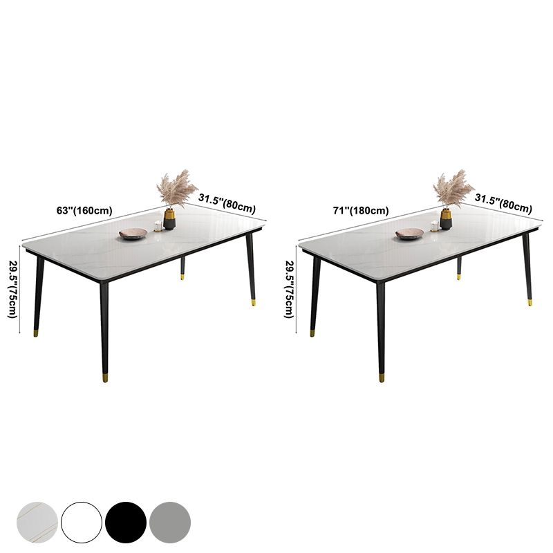 Table à manger de cuisine en pierre fritrée moderne avec base de 4 jambes avec base de 4 jambes