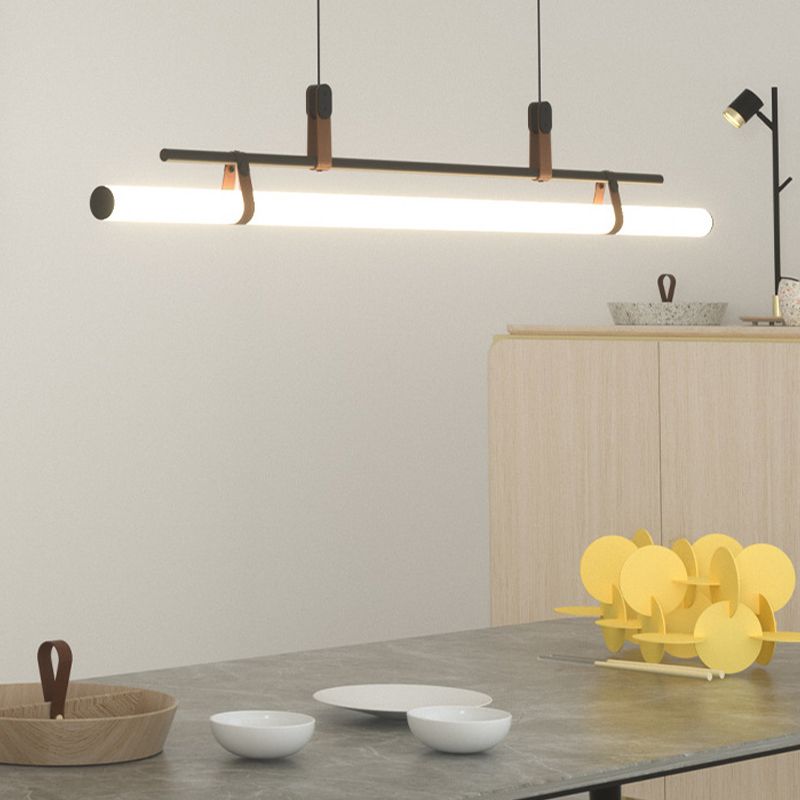 Nordic Style Island Light Metal Straight Island Pendant for Dining Room