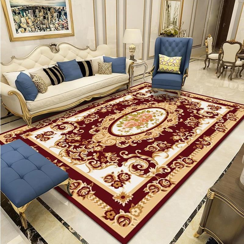 Navy Classic Rug Polyester Graphic Rug Non-Slip Backing Rug for Home Decor