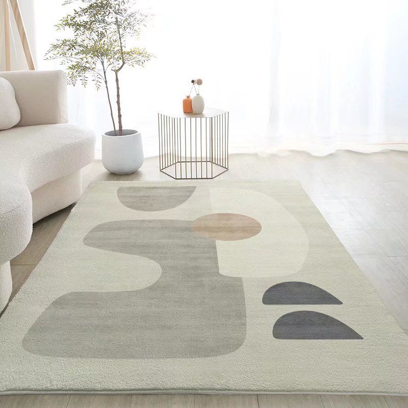 Rectangle Shape Rug Living Room Abstract Line Carpet Polyester Washable Area Rug
