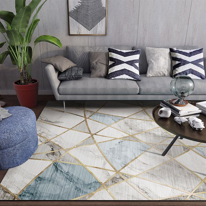 Minimalist Area Rug Marble Pattern Carpet Polyester Stain Resistant Area Rug for Living Room