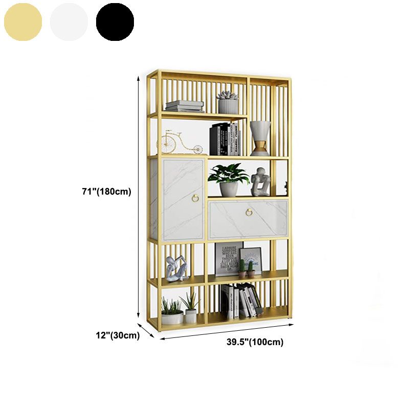 Modern Metal Shelf Bookcase Open Home Bookshelf with Cabinets
