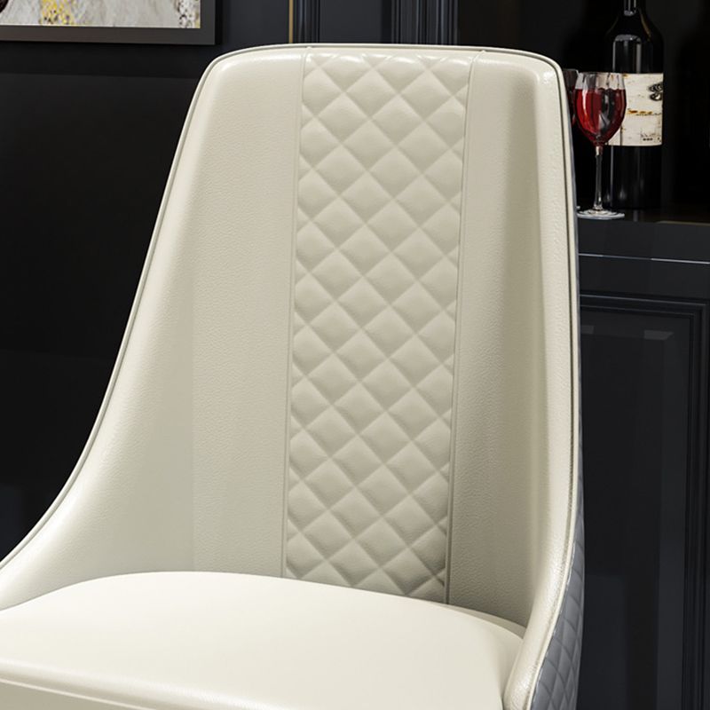 Faux Leather Kitchen Dining Chair Glam Upholstered Dining Chair with Wood Legs