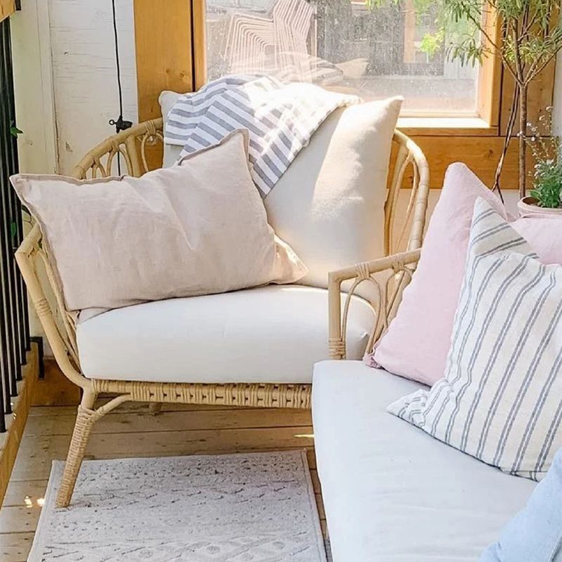 Tropical Outdoor Patio Sofa With Cushions UV Resistant Sofa in Natural