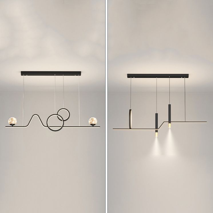 Nordic Metal Island Light Geométrico 39.5 "de ancho Multi Light Island Colgante para comedor