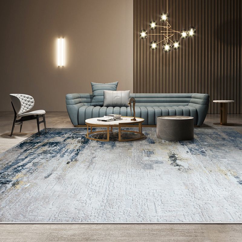 Grey Contemporary Carpet Polyester Graphic Carepet Washable Carpet for Living Room
