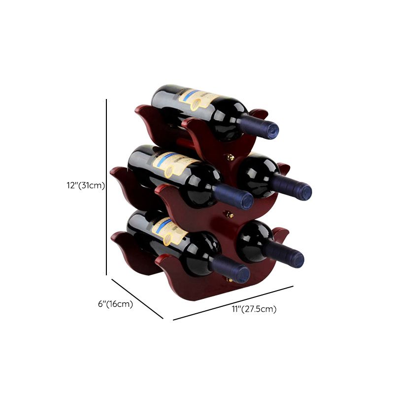 Mid-Century Modern Wine Bottle Rack Tabletop Solid Wood Bottle Holder in Torched Brown
