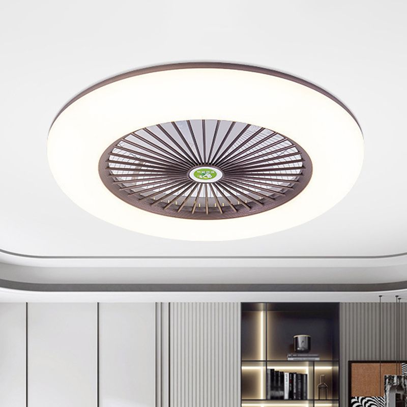 5 Klingen runde Schlafzimmer Deckenventilator Leuchtmetall Nordic LED Semi Flush Mount Lampe mit Fernbedienung, 19,5 "breit
