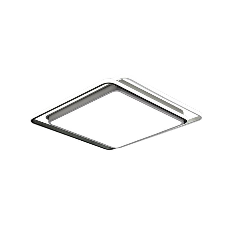 Square Acrylic Ceiling Flush Mount Minimalist Black/White LED Flushmount Lighting in Warm/White/3 Color Light for Hotel