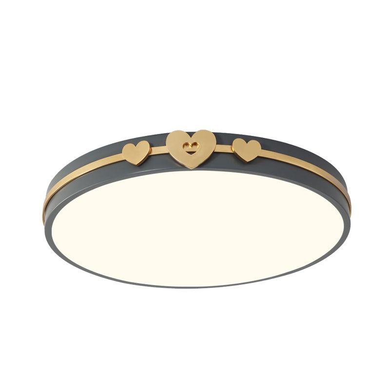 Noordse cirkelvormige spoellamp Acryl LED Slaapkamer Spoelverlichting in wit/zwart/grijs met goud liefdevolle hart deco