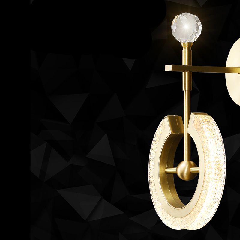 Lámparas de pared de oro contemporáneas Lámpara de montaje de pared acrílico de 1 luces para dormitorio