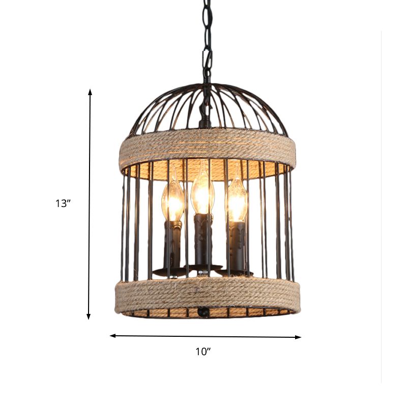 3 bulbes Birdcage plafonnier Light Vintage Black Finis