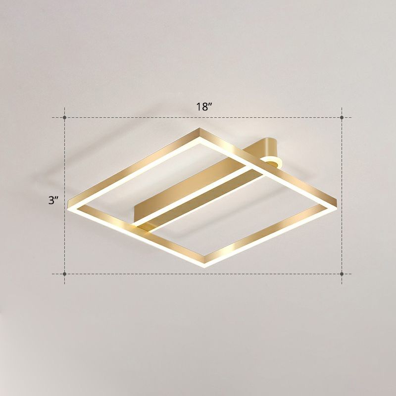 Quadratische Unterputz-Deckenleuchte, einfache Acryl-Gold-LED-Unterputzleuchte für Schlafzimmer