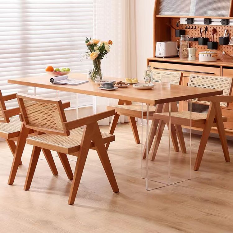 Modern 1/2/5 Pieces Dining Set Rectangle Pine Wood Dining Table for Dining Room Cafe